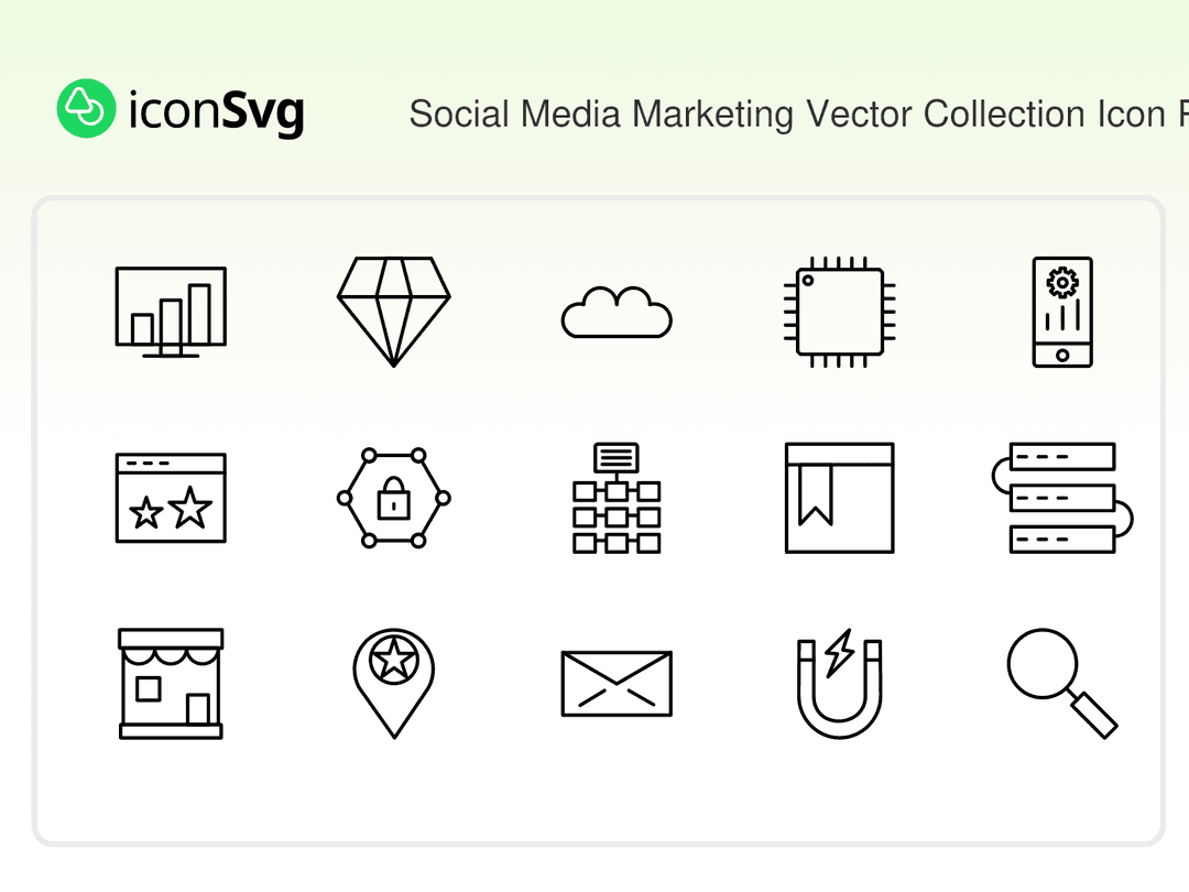 Sammlung Social Media Marketing Vector SVG Symbol paket