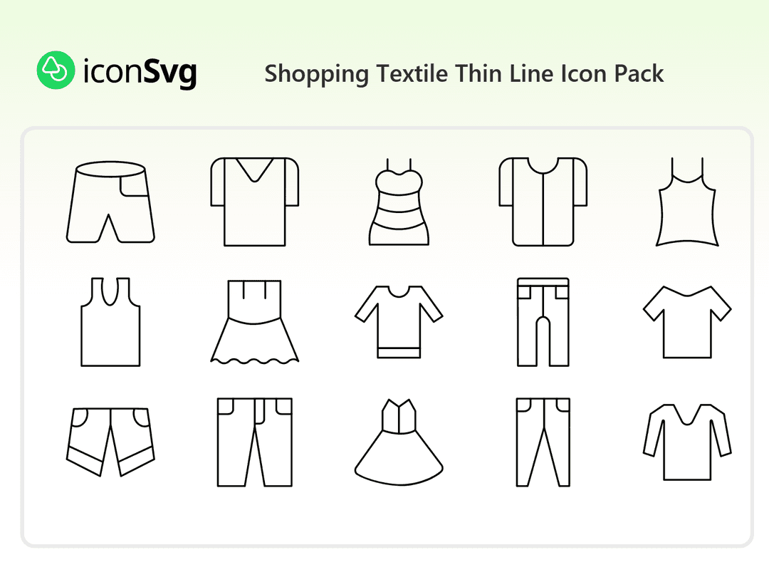 Свободный набор значков Тонкая линия для магазина текстиля