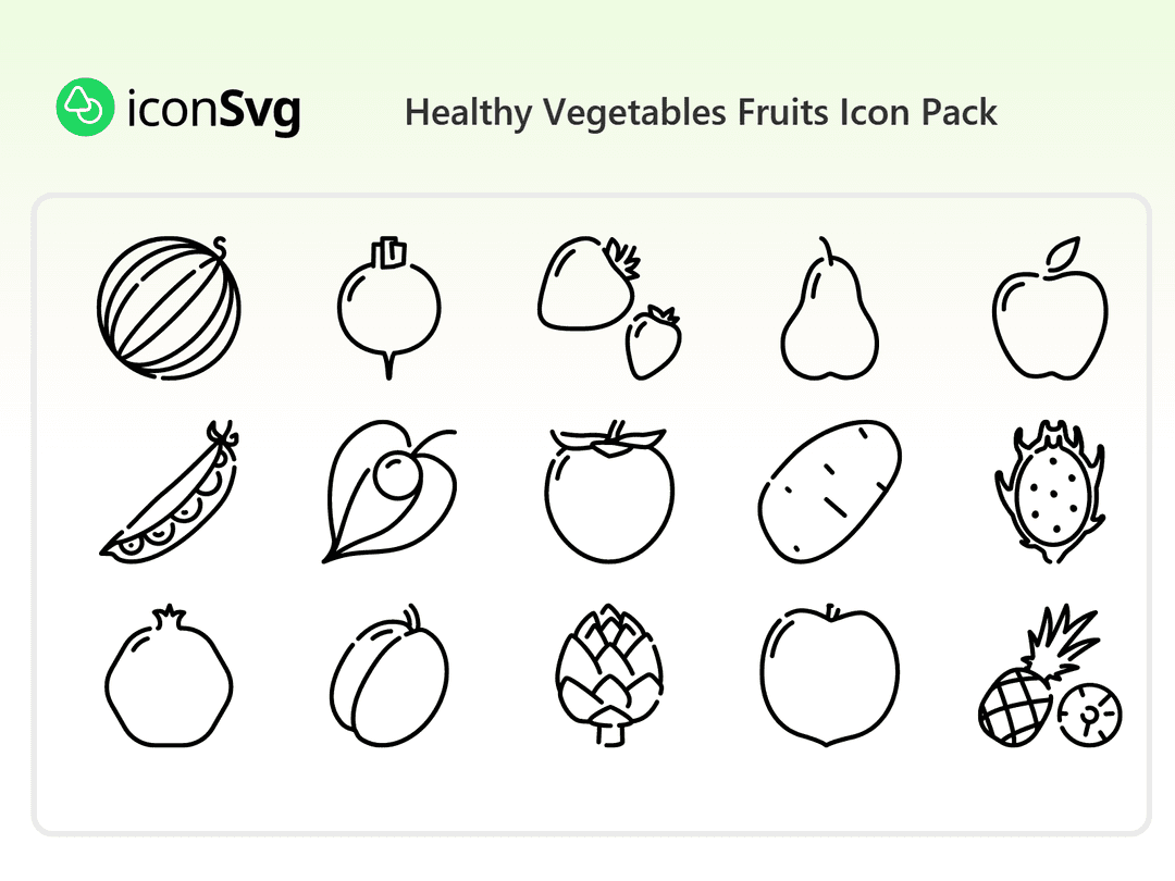 Healthy Vegetables Fruits Icon Pack