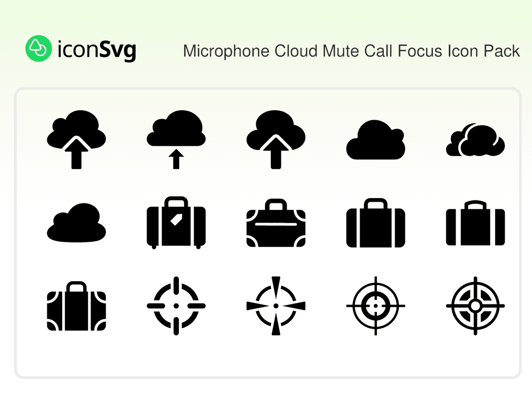 Microphone Cloud Mute Call Focus Icon Pack