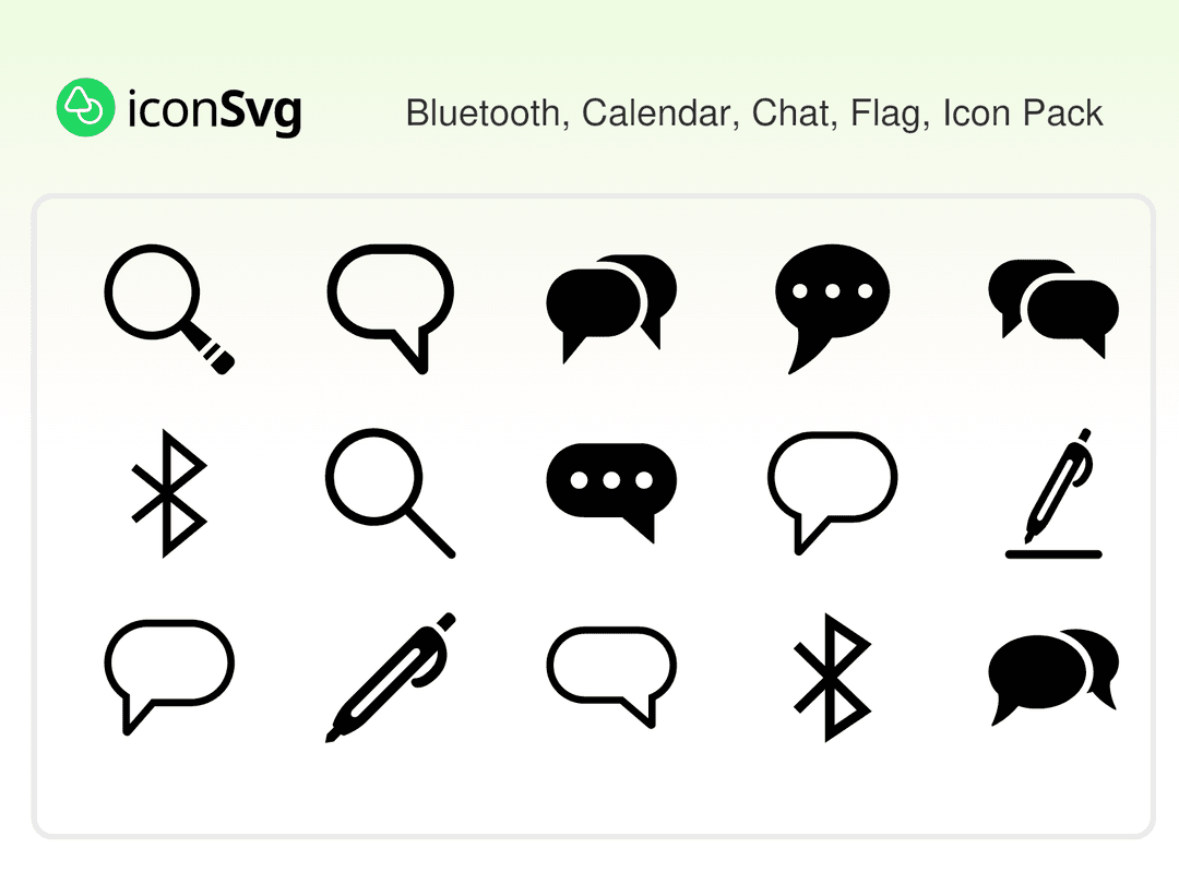 Bluetooth, Calendar, Chat, Flag, Icon Pack