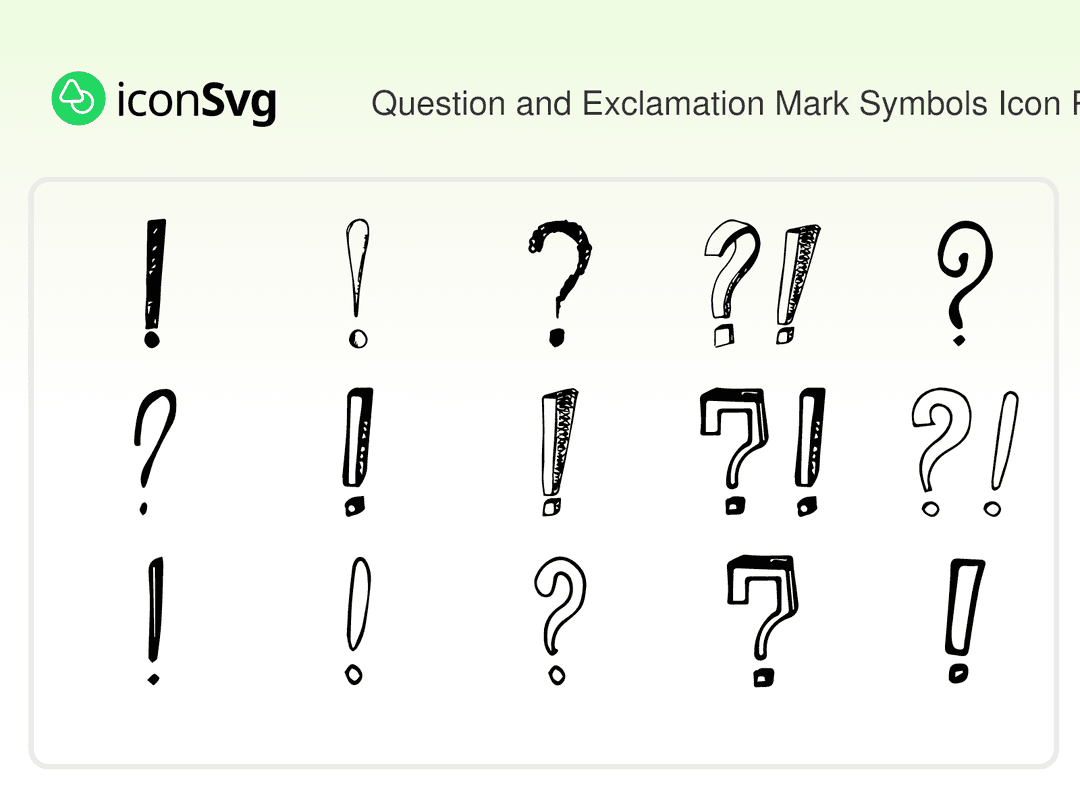 Свободный набор значков SVG Символы вопросительных и восклицательных знаков
