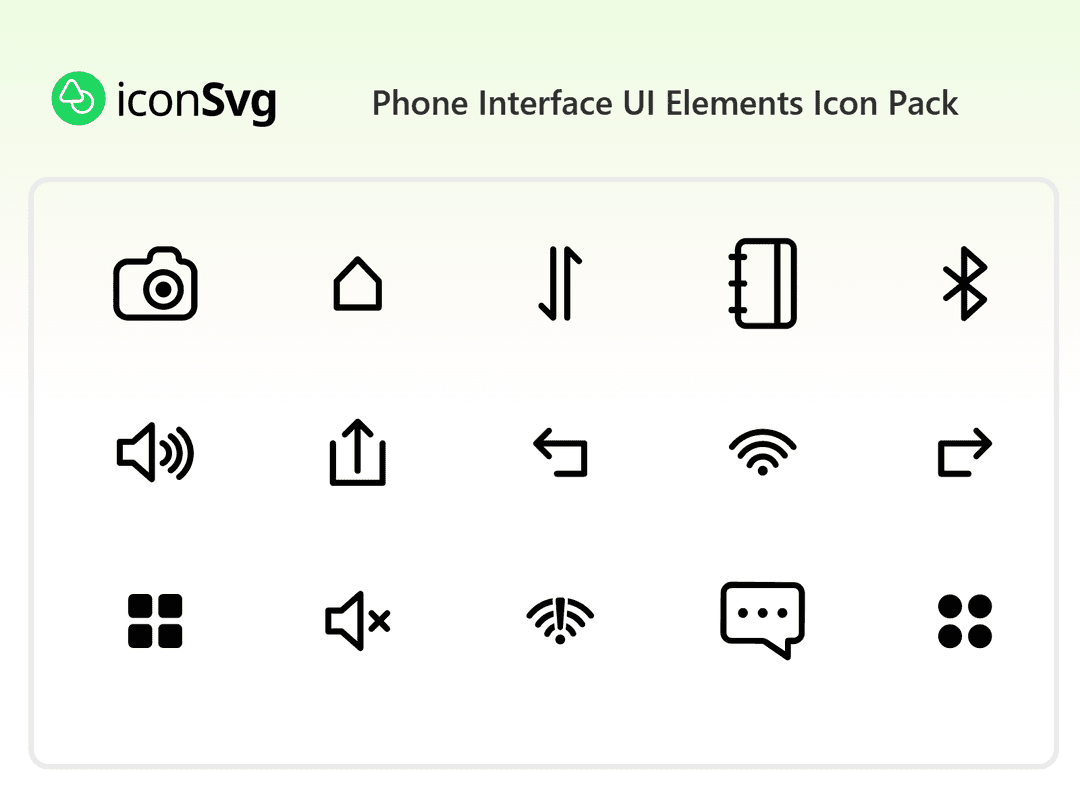 Свободный набор значков Телефонный интерфейс UI элементов