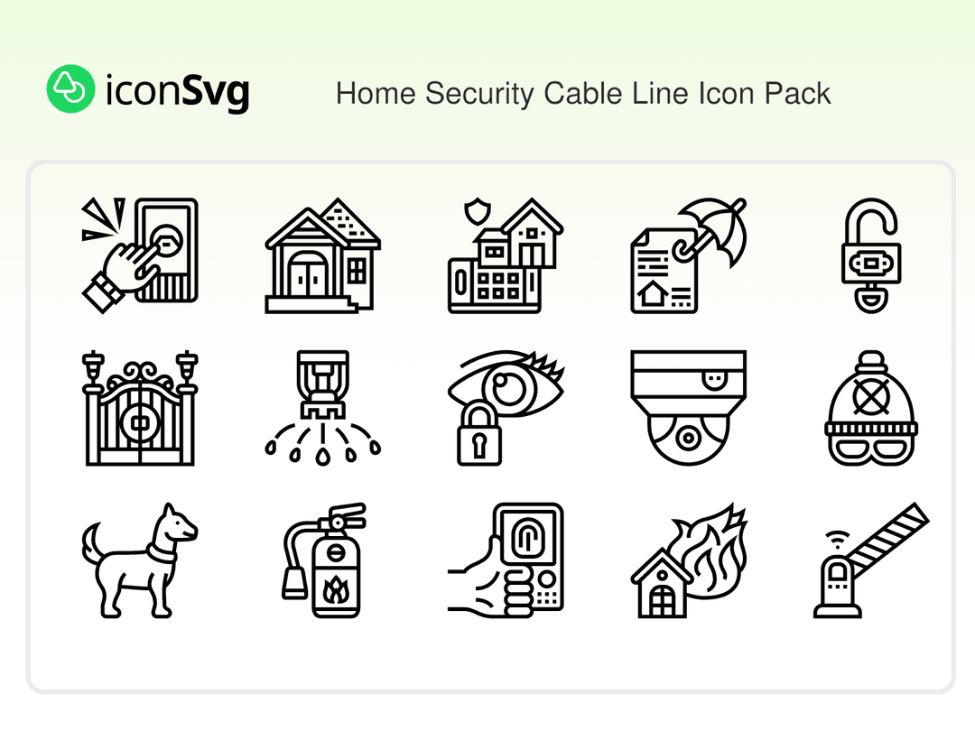 Home Security Cable Line Icon Pack