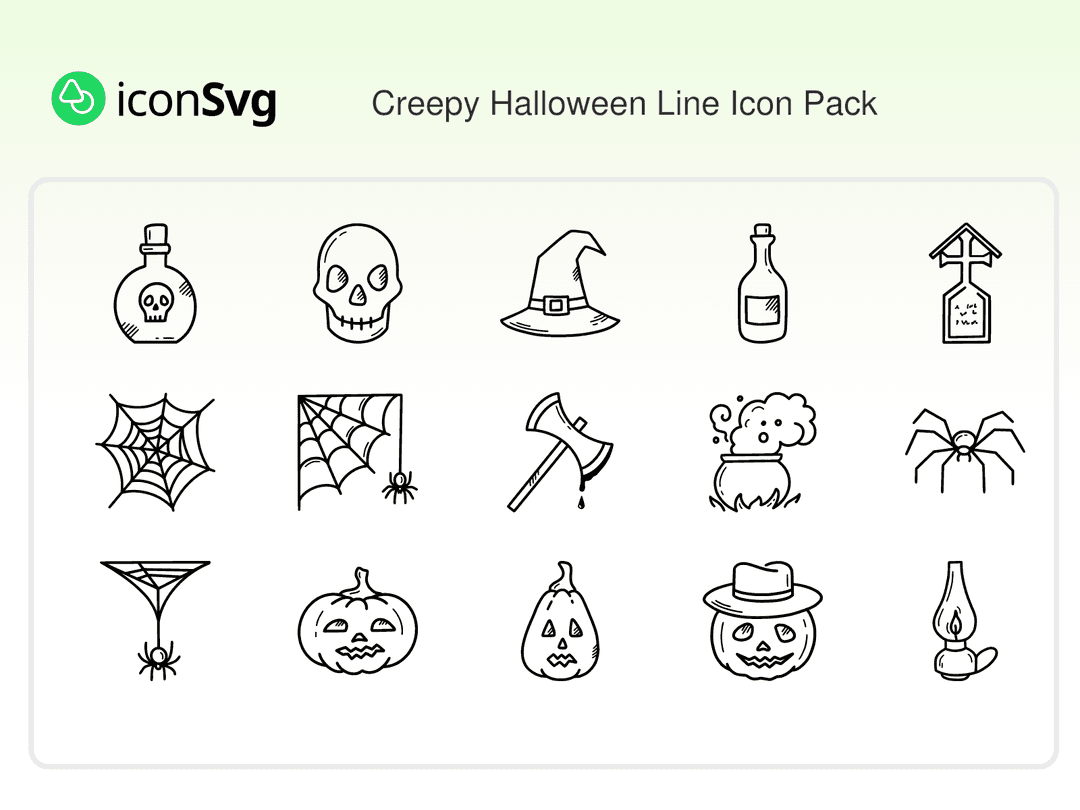 Свободный набор значков SVG Жуткие Хэллоуинские значки