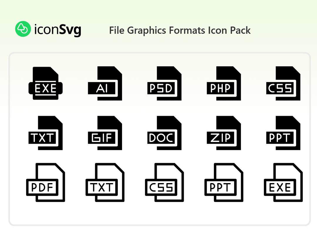 File Graphics Formats SVG Icon Pack