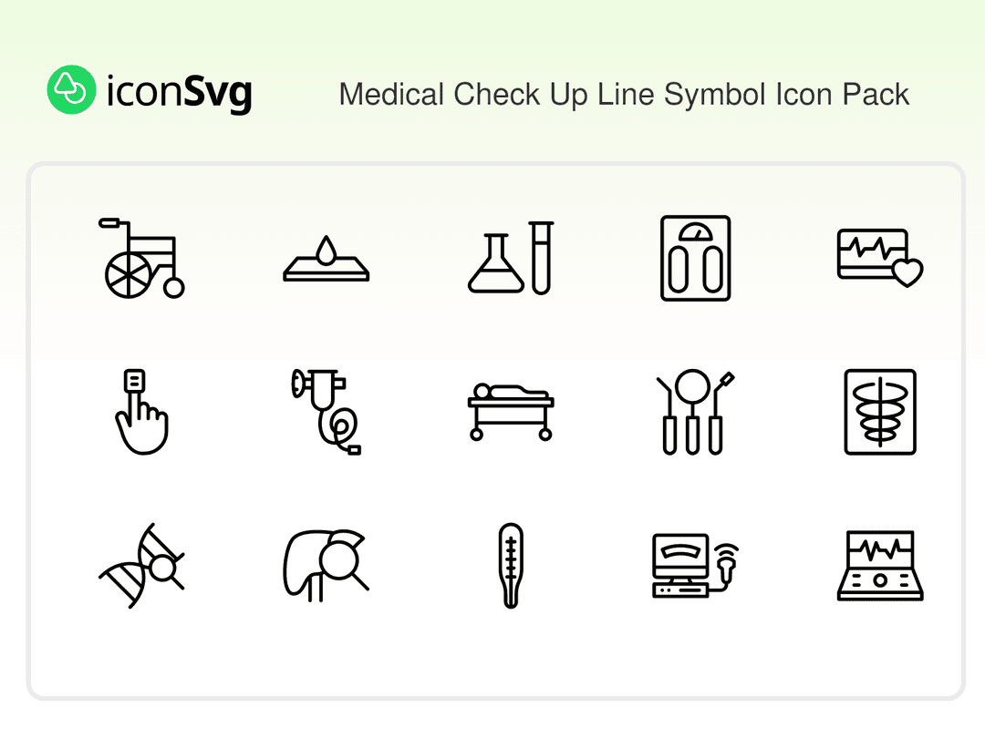 Medical Check Up Line Symbol Icon Pack