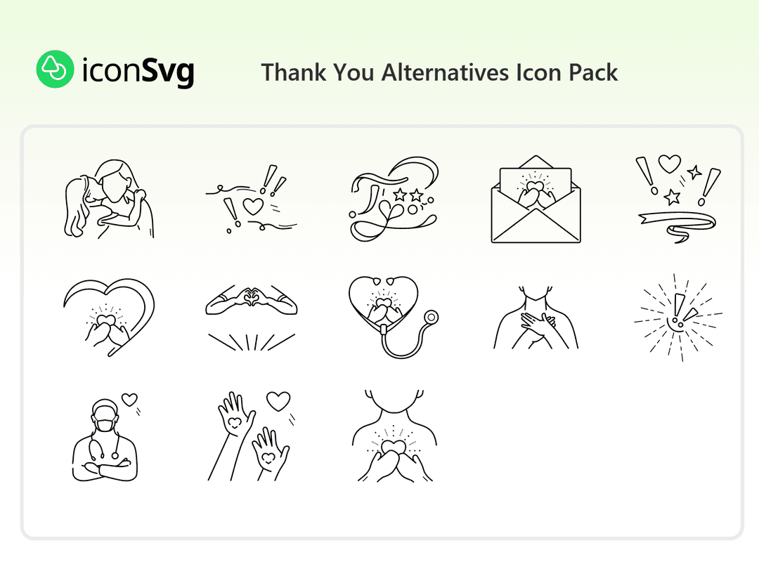 Свободный набор значков Спасибо,  альтернативные варианты