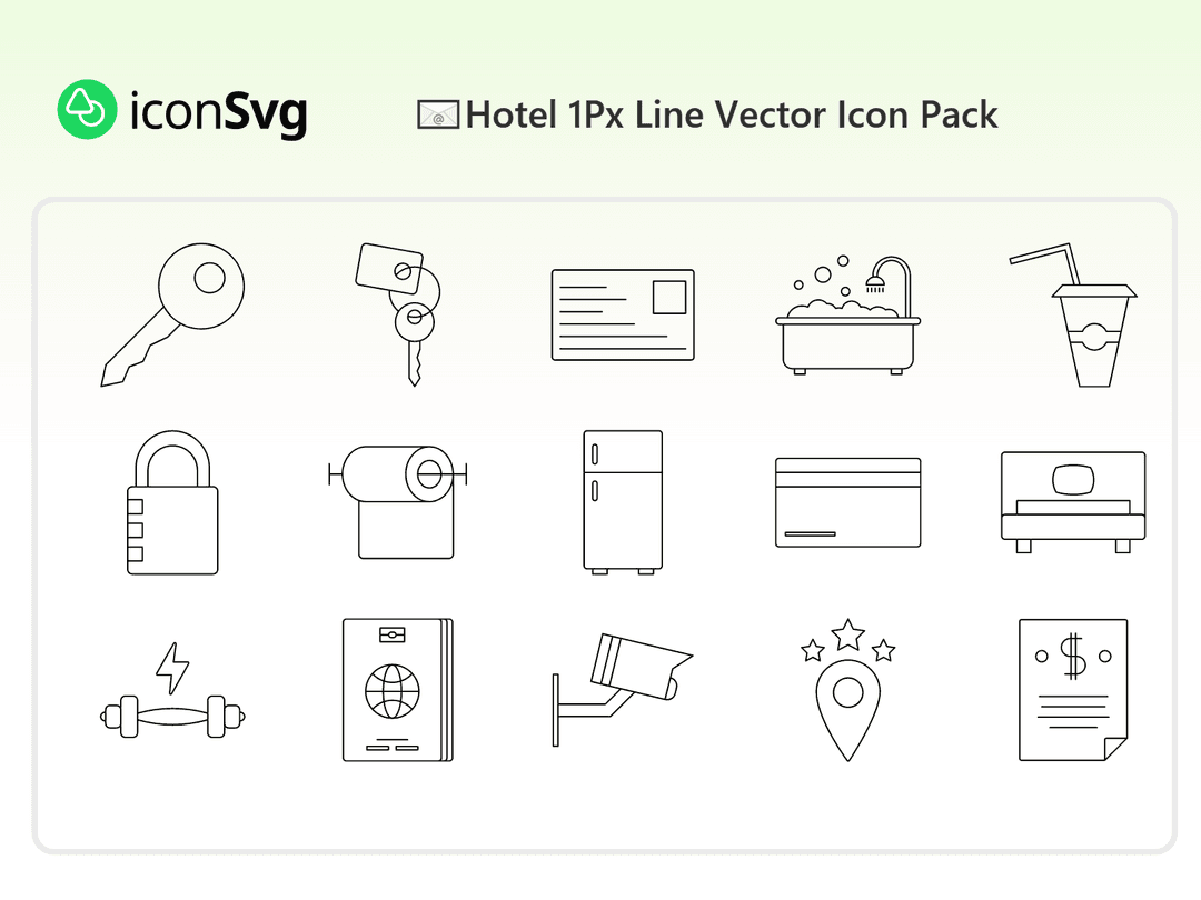 Free Hotel Vector 1PX Icon Pack