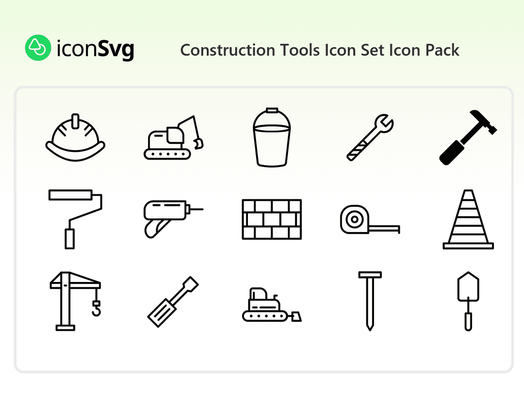 Freies Bau werkzeug Icon Set Symbol paket