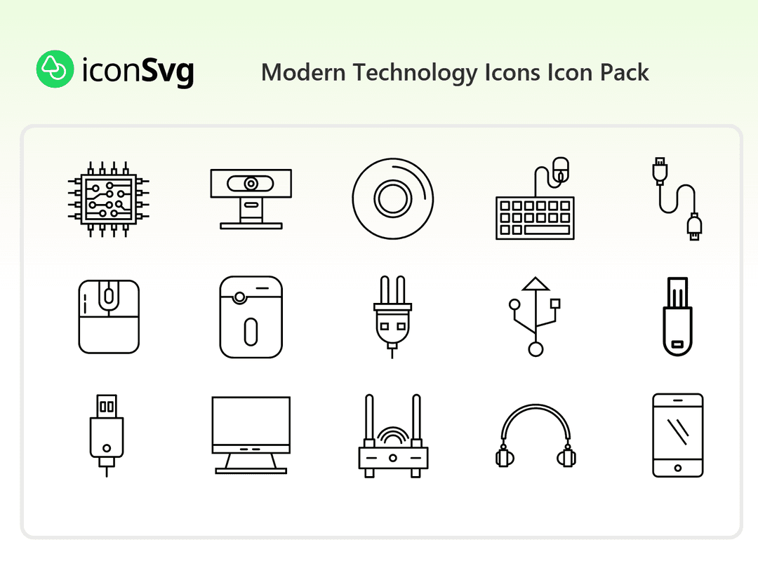 Modern Teknoloji Simgeleri SVG ikon Paketi