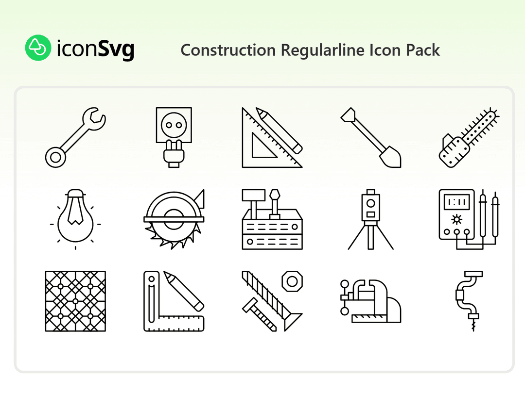 Bauwesen Regelmäßige Linie SVG Symbol paket