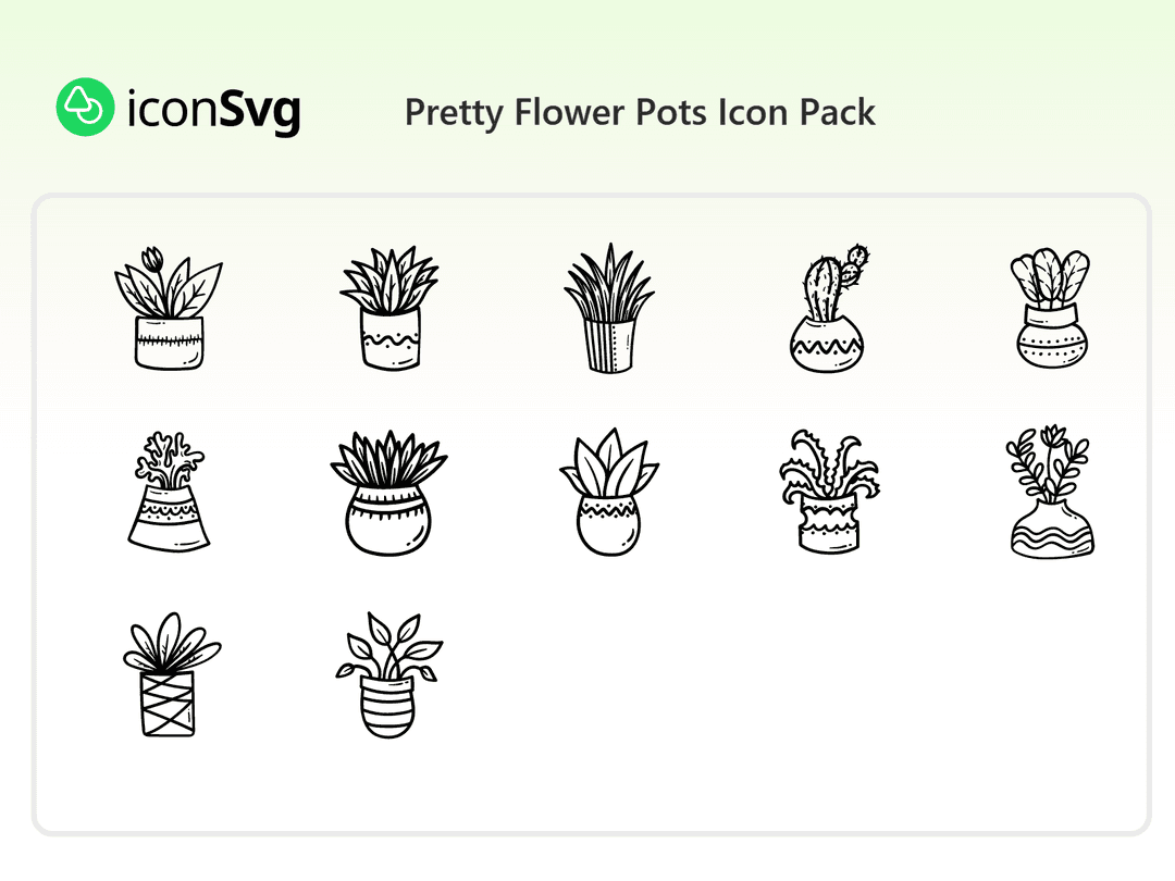 Hübsche Blumentöpfe SVG Symbol paket