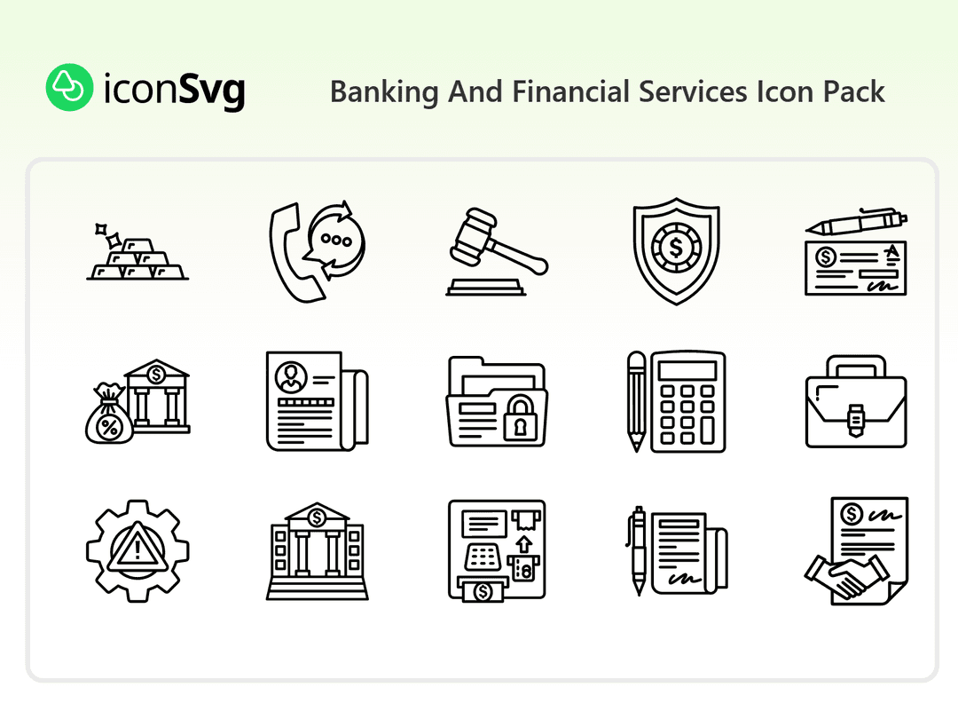 Bankacılık ve Finansal Hizmetler SVG ikon Paketi