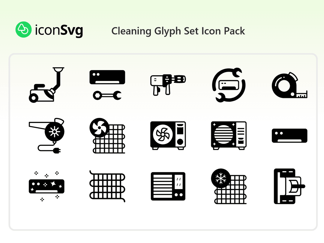 Reinigung Glyphen Set Symbol paket