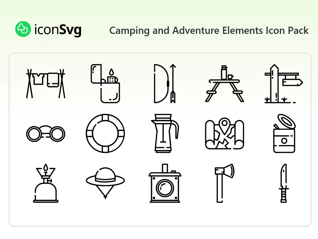 Camping and Adventure Elements Icon Pack