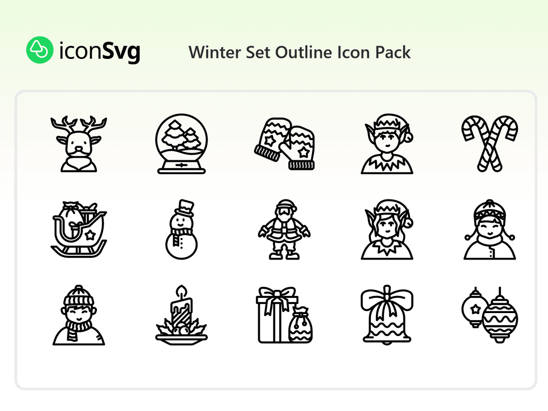 Winter Set Outline Icon Pack