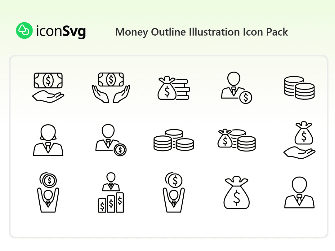 Money Outline Illustration Icon Pack