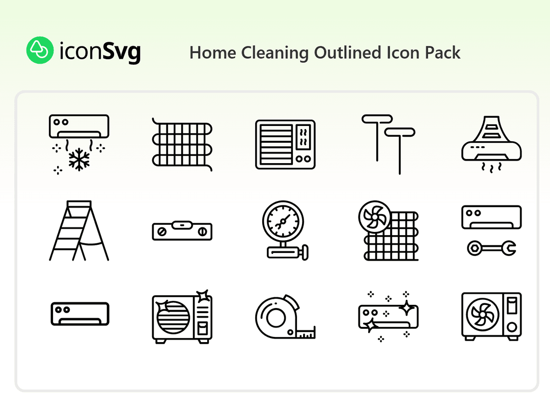 Home Cleaning Outlined Icon Pack