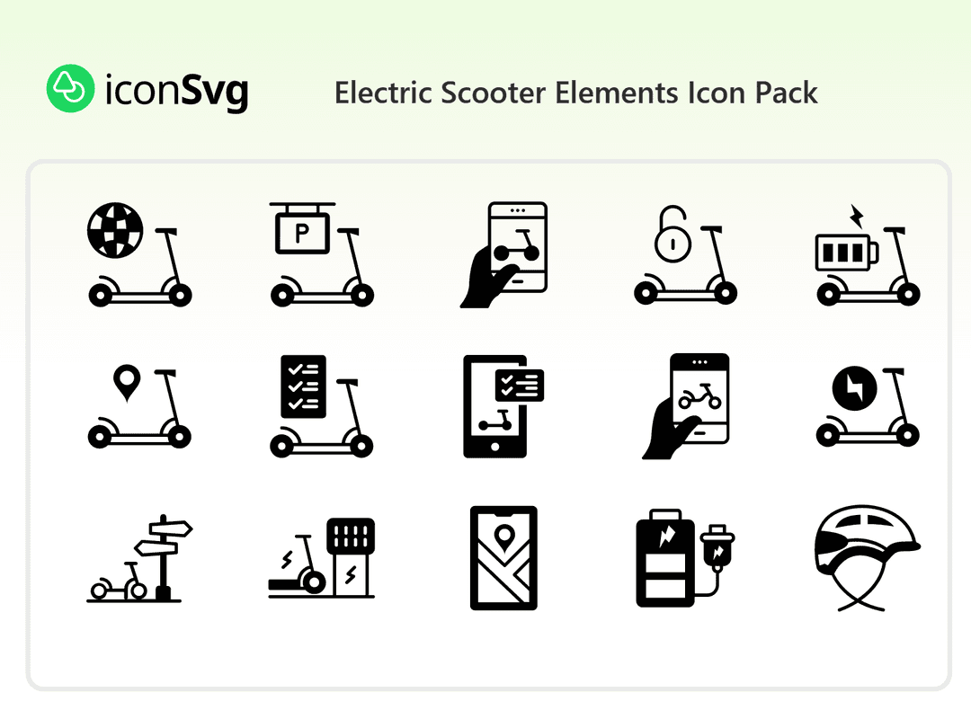 Electric Scooter Elements Icon Pack