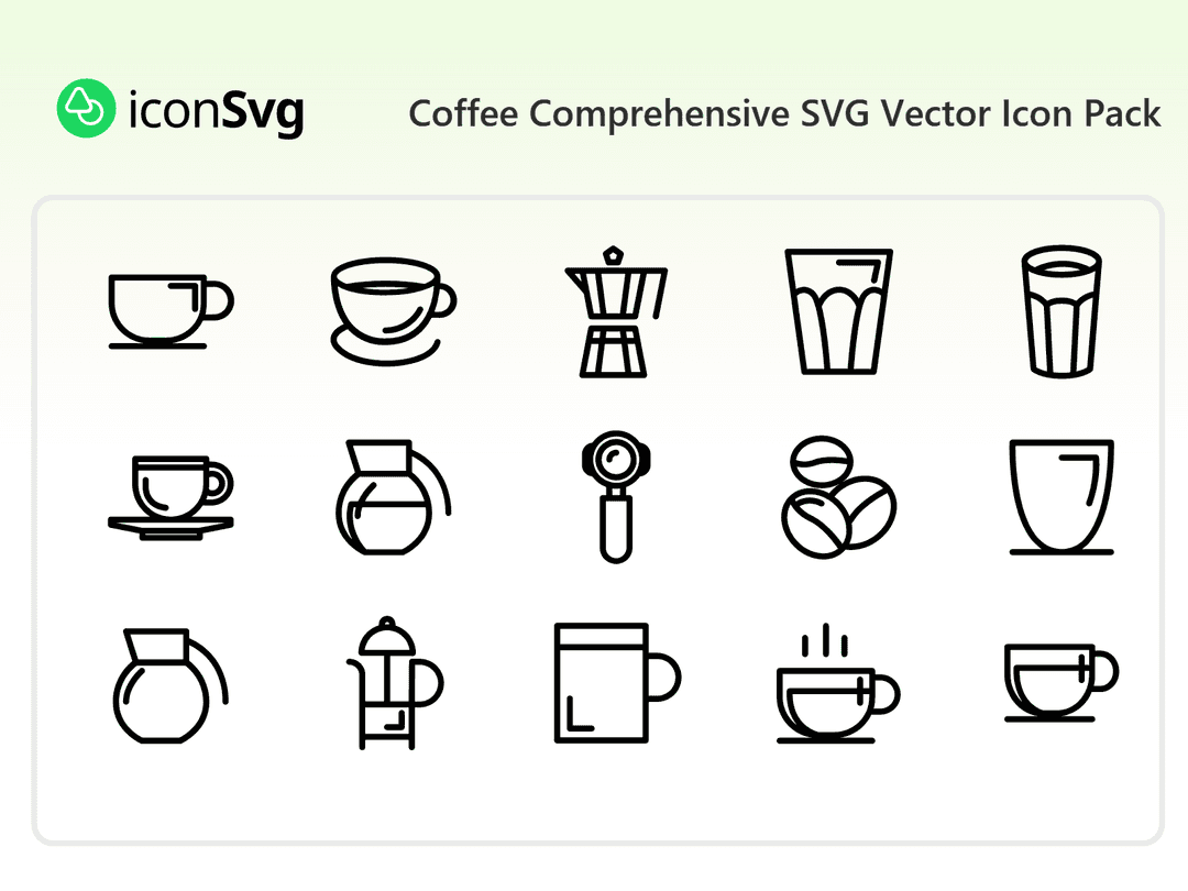 Coffee Comprehensive SVG Vector Icon Pack