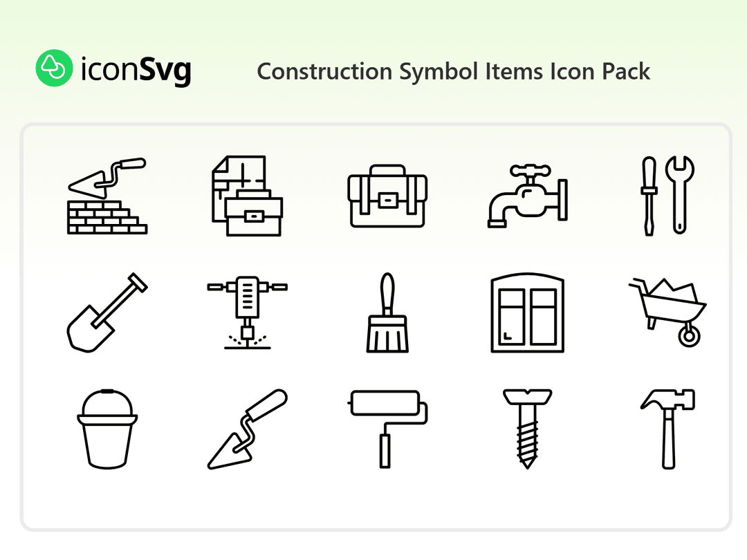 Construction Symbol Items Icon Pack