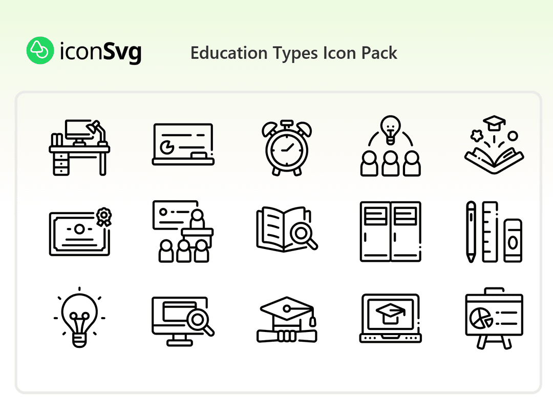 Eğitim Türleri SVG ikon Paketi
