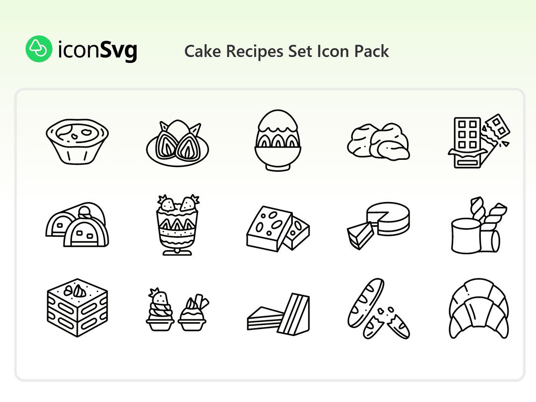 Cake Recipes Set Icon Pack