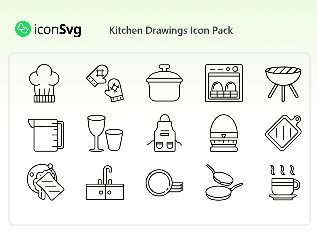 Kitchen Drawings SVG Icon Pack