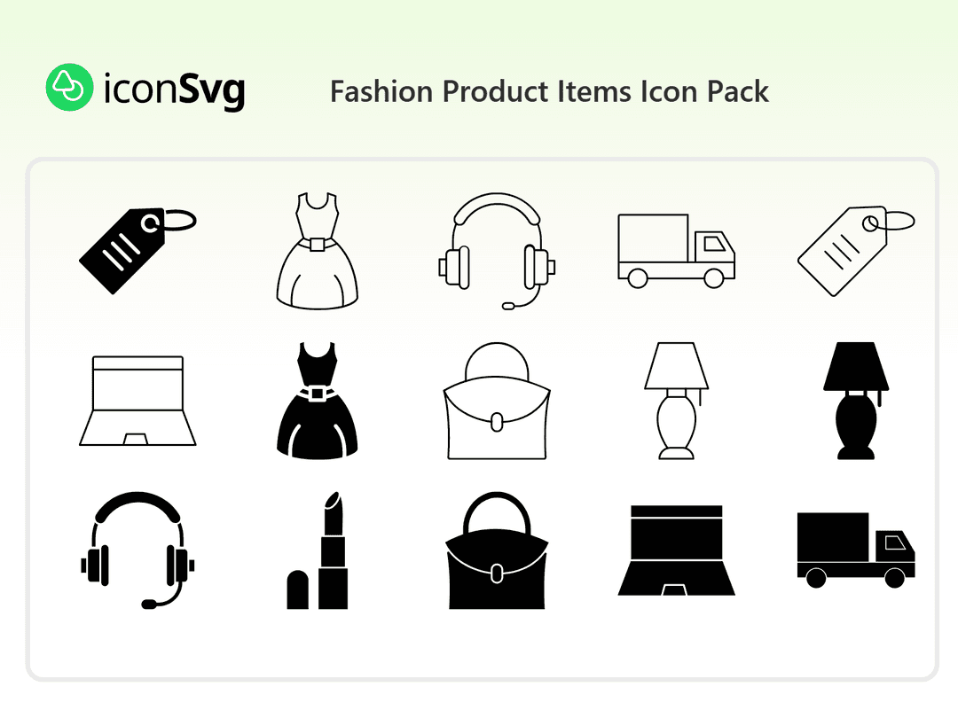 Fashion Product Items Icon Pack