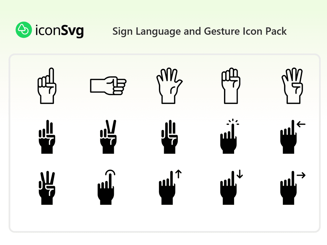 Sign Language and Gesture Icon Pack