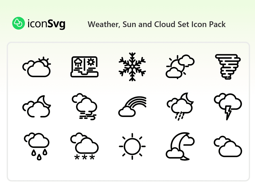 Weather, Sun and Cloud Set Icon Pack