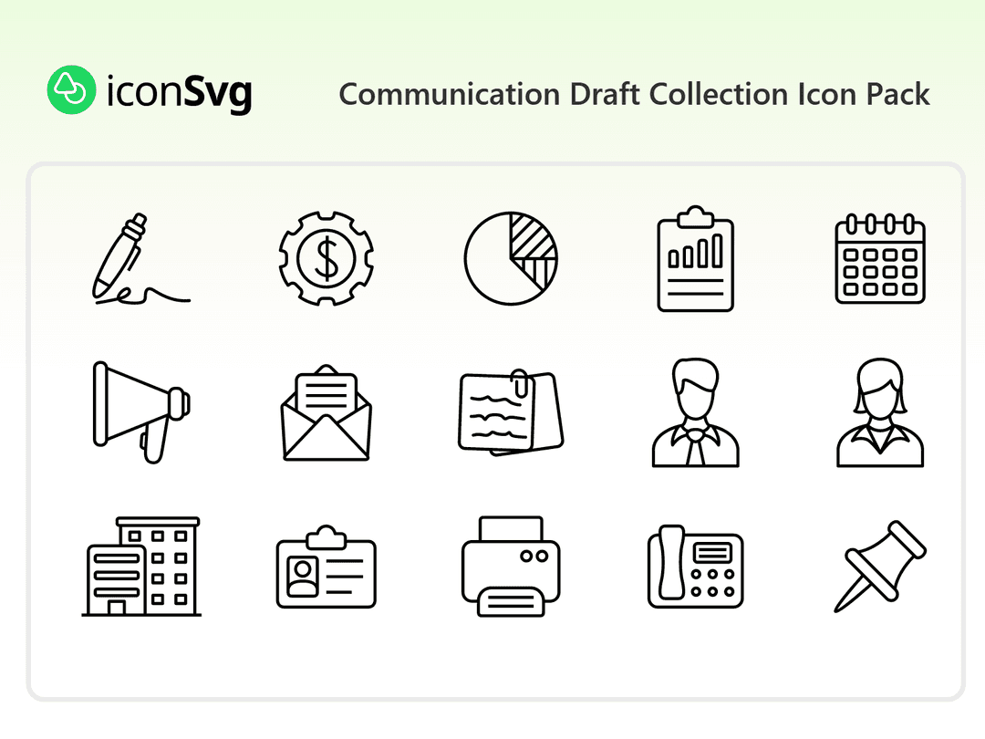 Communication Draft Collection Icon Pack
