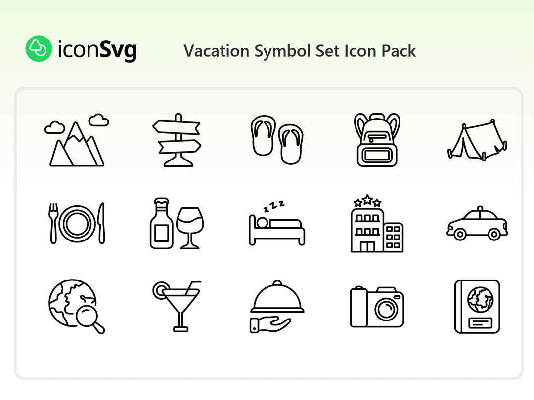 Vacation Symbol Set Icon Pack
