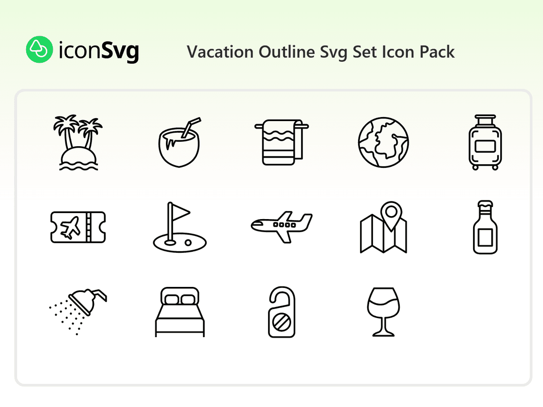 Vacation Outline Svg Set Icon Pack
