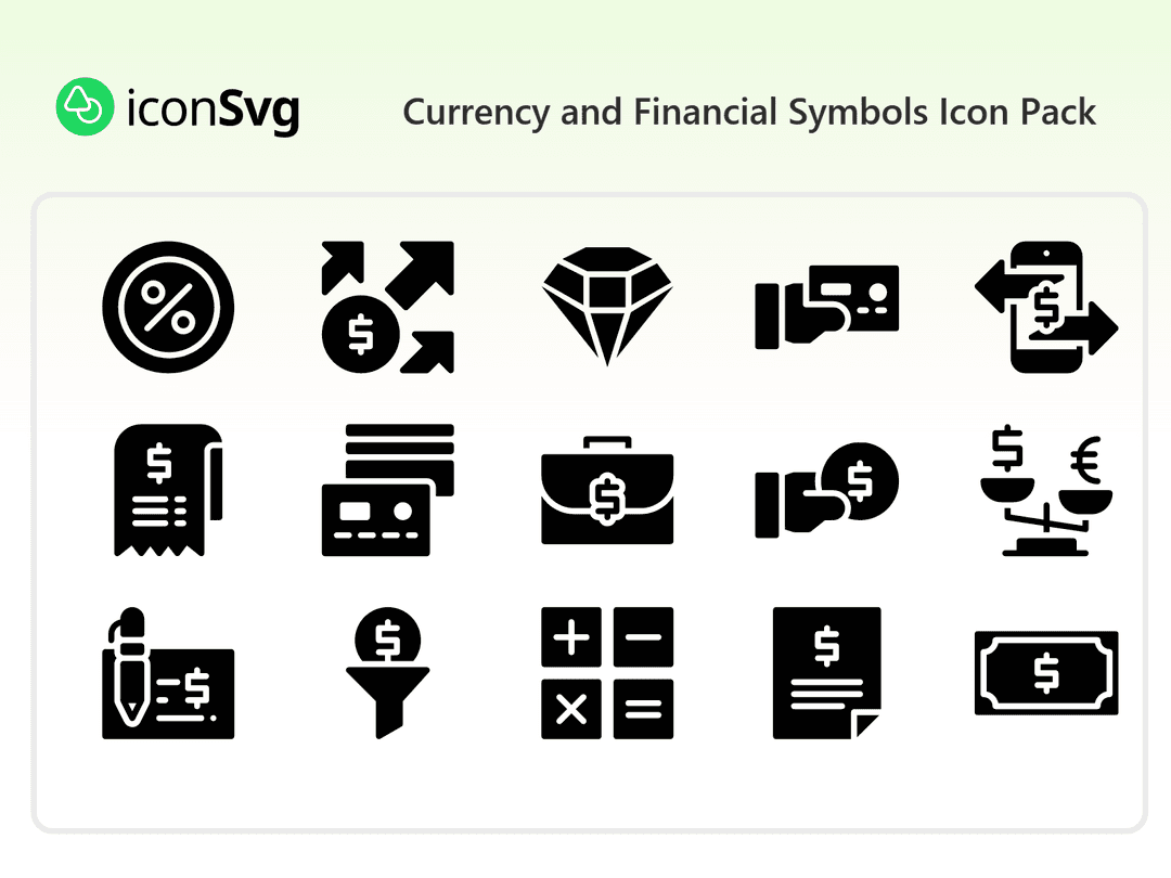 Currency and Financial Symbols Icon Pack