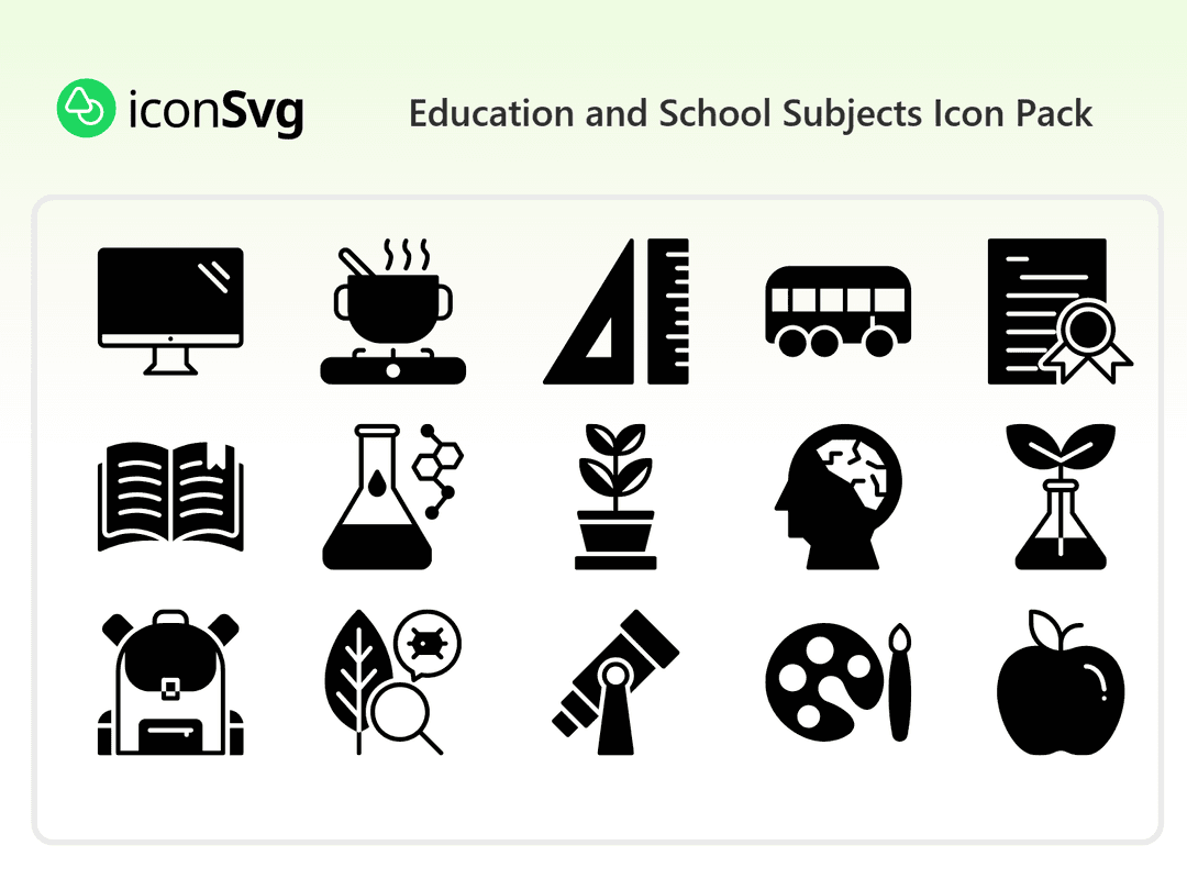 Education and School Subjects Icon Pack