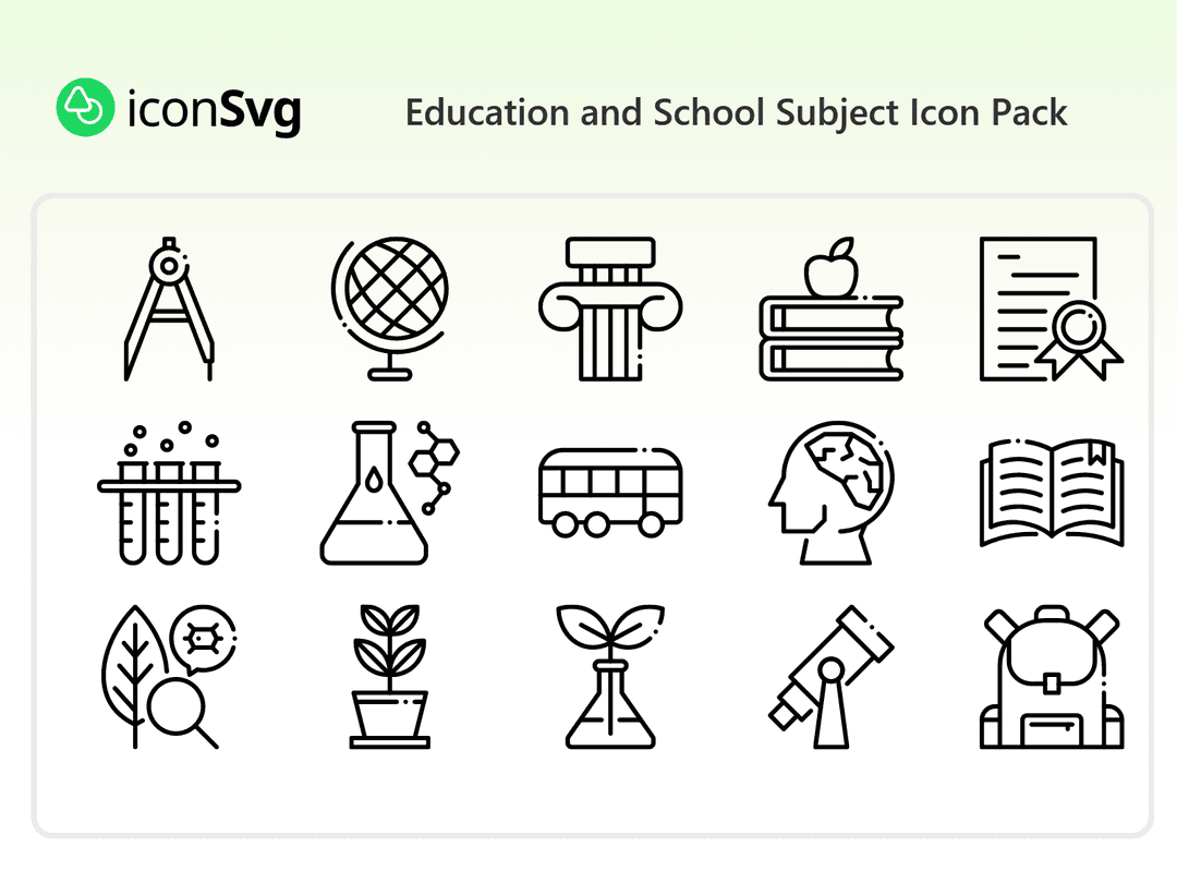 Education and School Subject Icon Pack