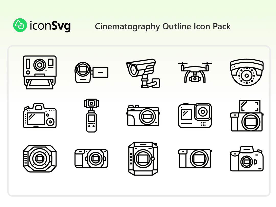 Cinematography Outline Icon Pack