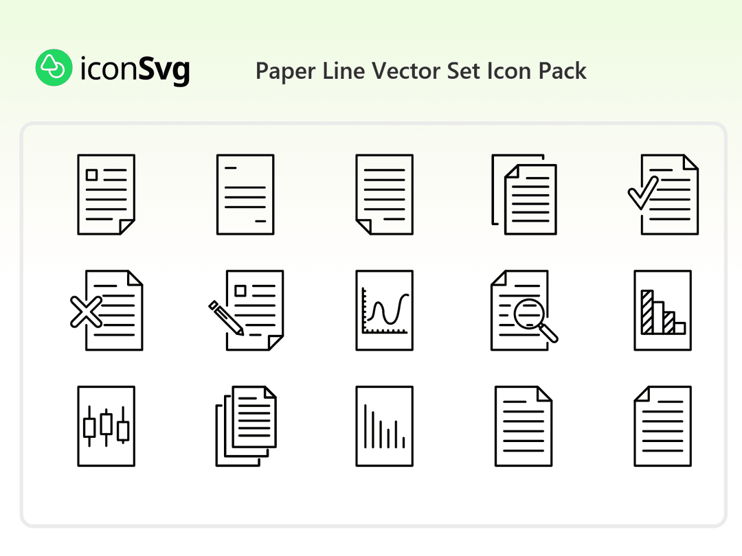 Paper Line Vector Set Icon Pack