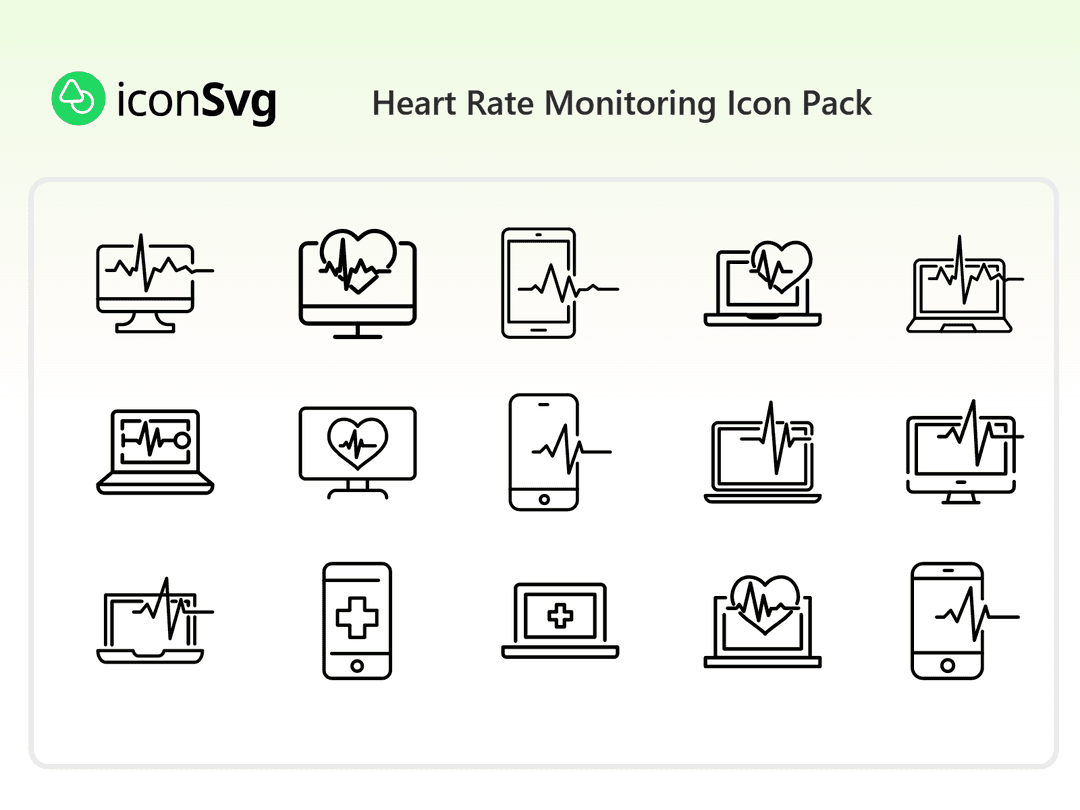 Heart Rate Monitoring Icon Pack