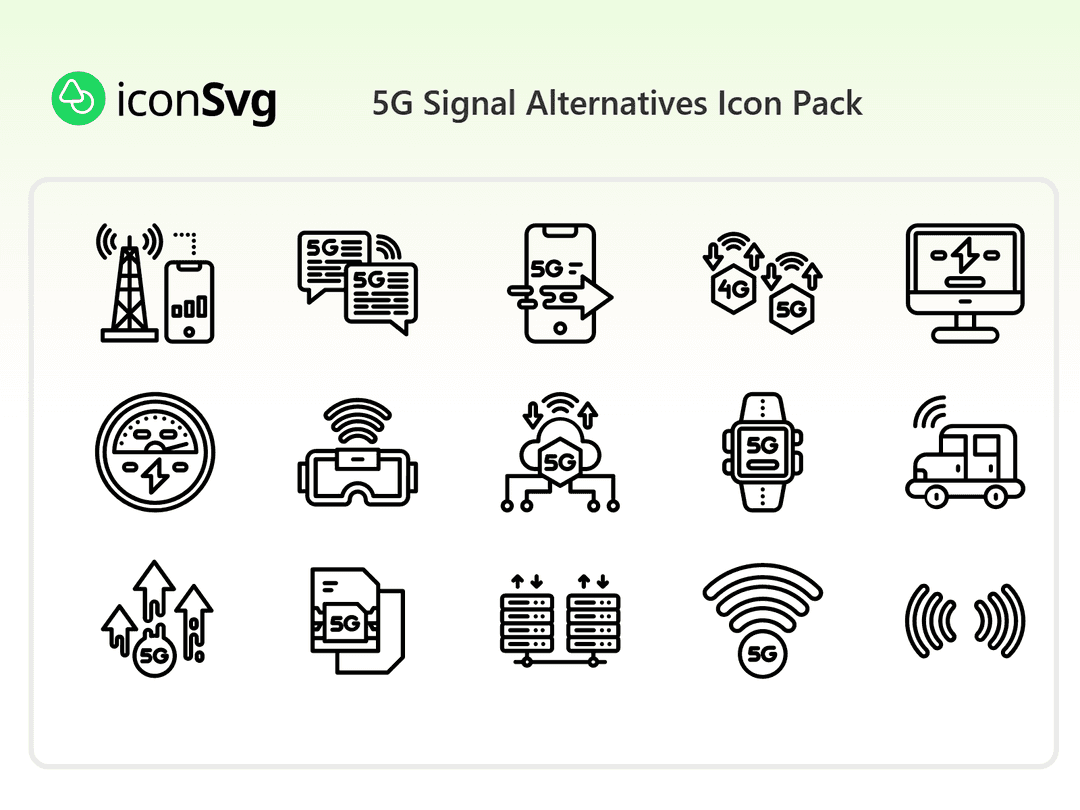 Свободный набор значков 5G Альтернативы сигналов