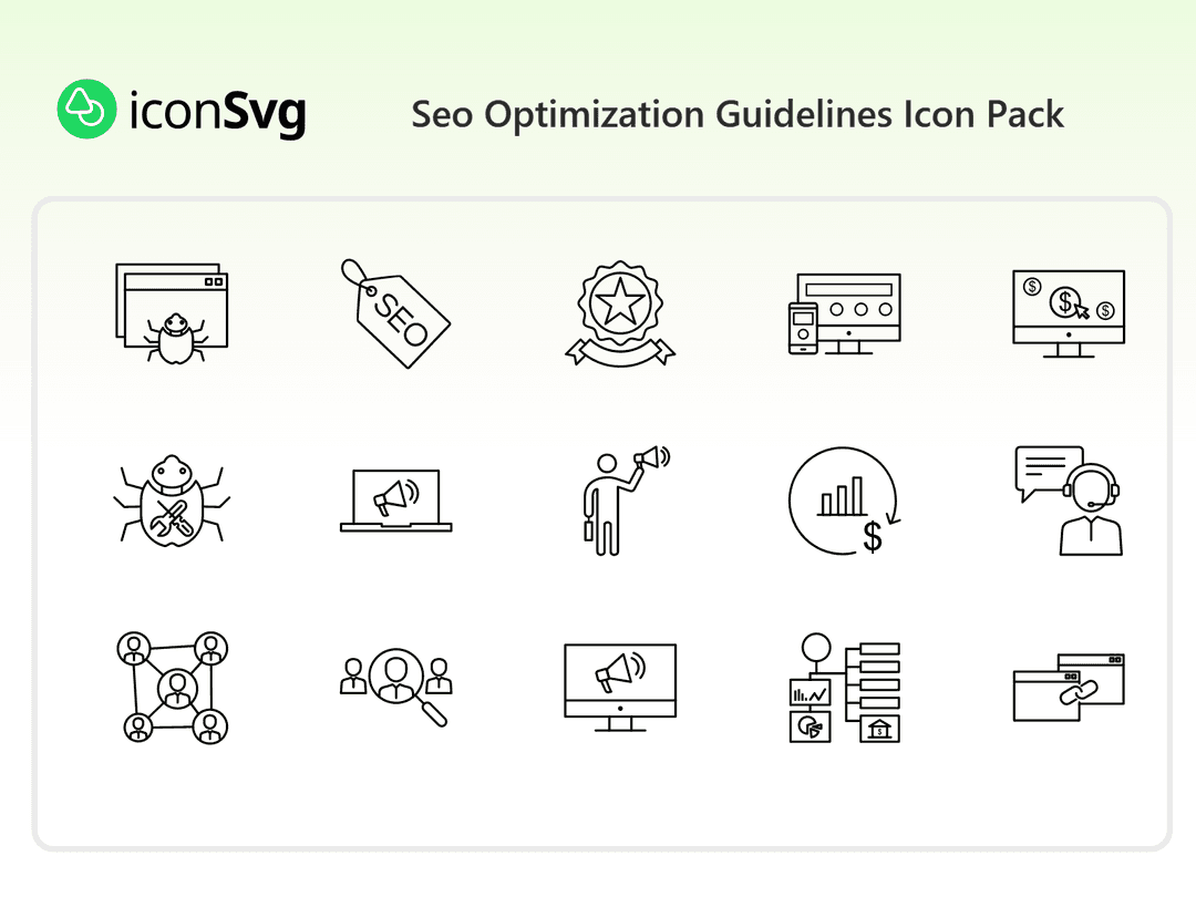 Seo Optimization Guidelines Icon Pack