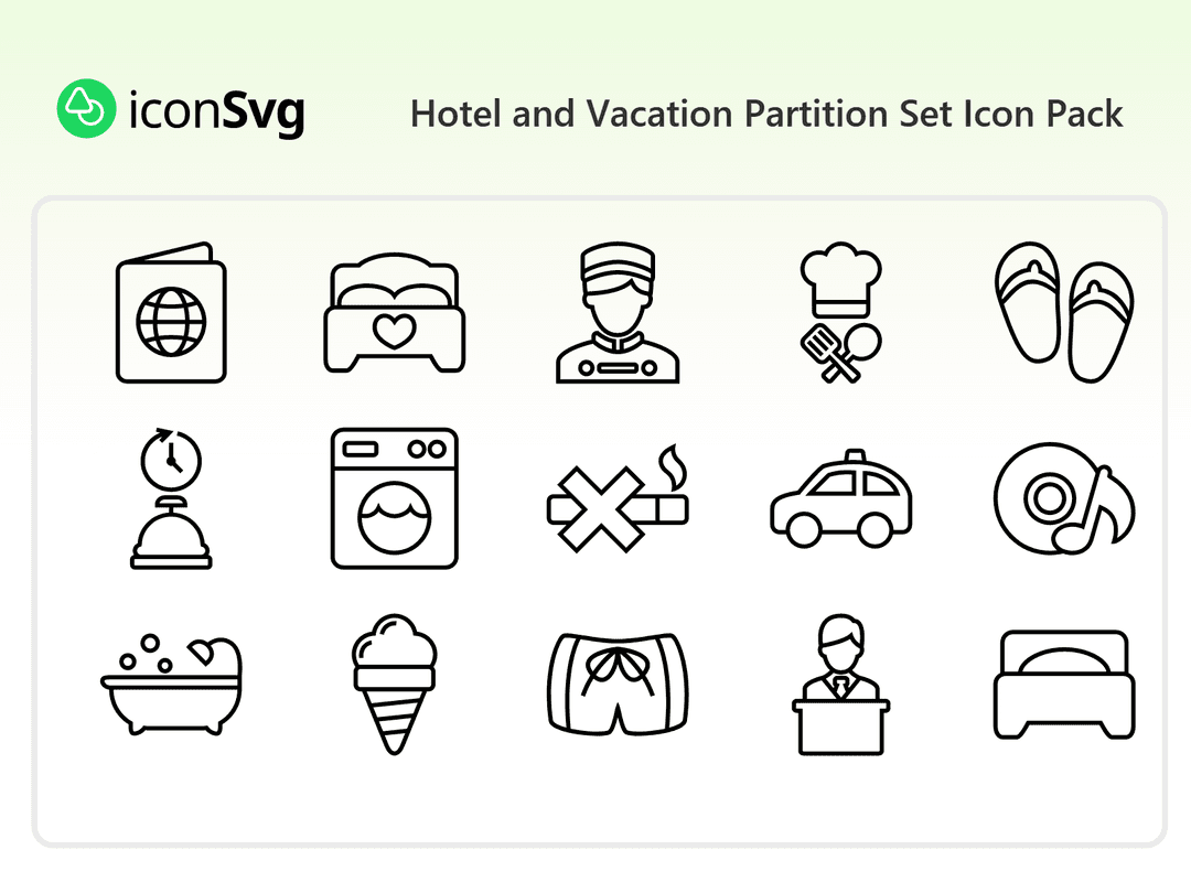 Hotel and Vacation Partition Set Icon Pack