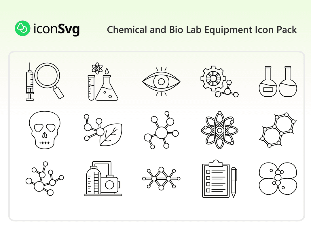 Chemical and Bio Lab Equipment Icon Pack