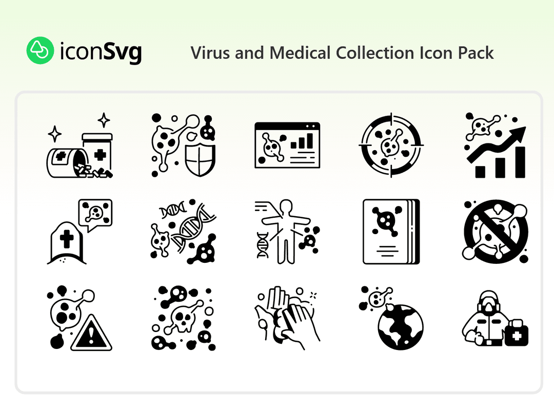 Virus und medizinische Sammlung Symbol paket