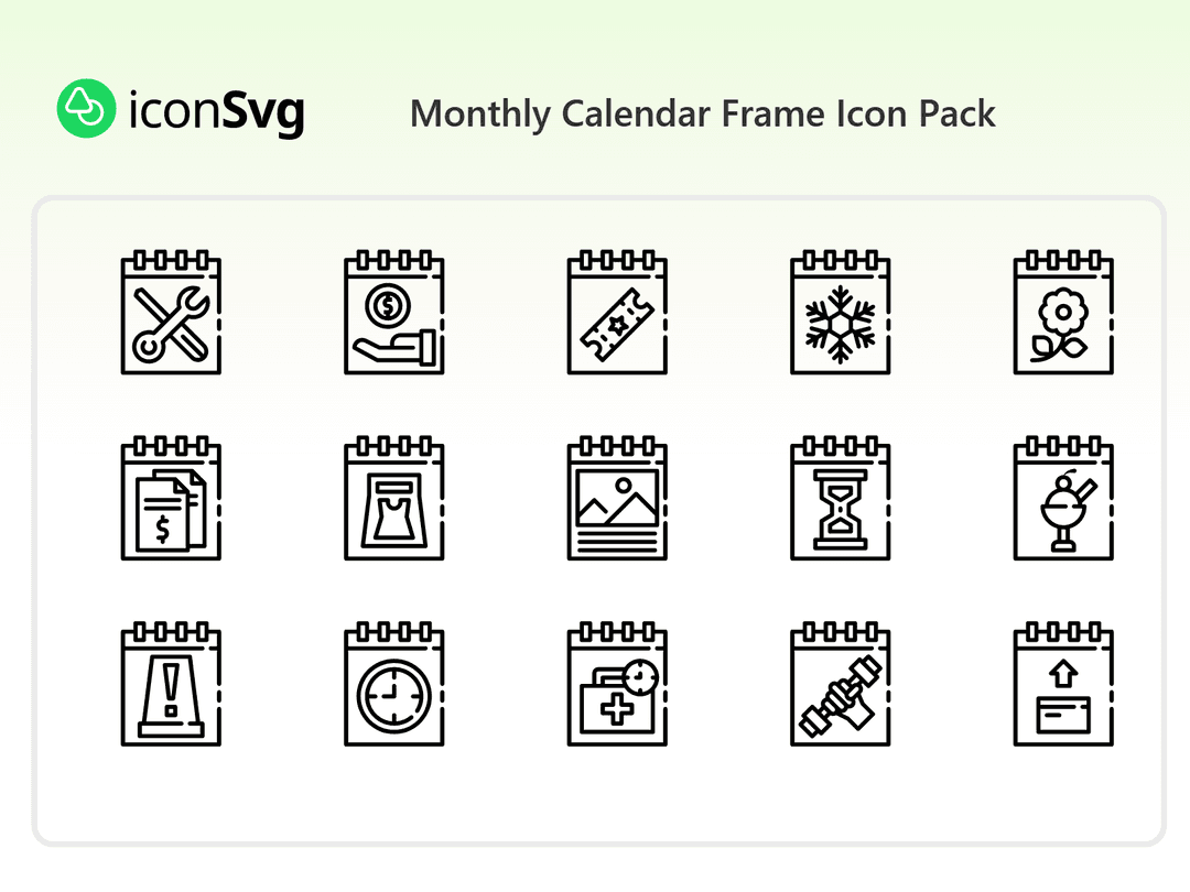 Monthly Calendar Frame Icon Pack