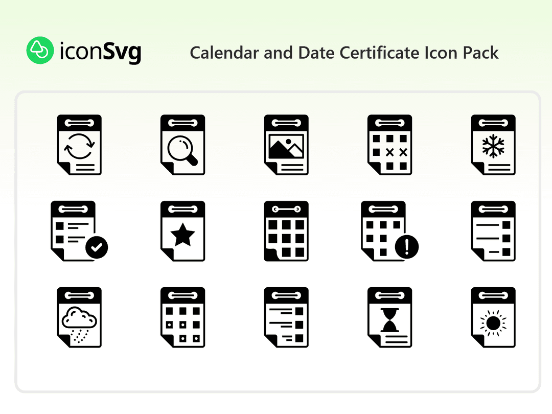 Calendar and Date Certificate Icon Pack