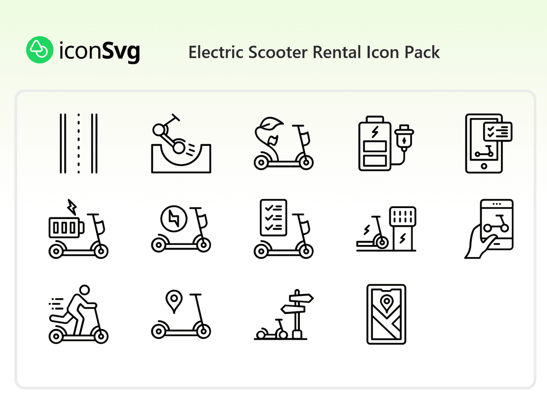 Electric Scooter Rental Icon Pack