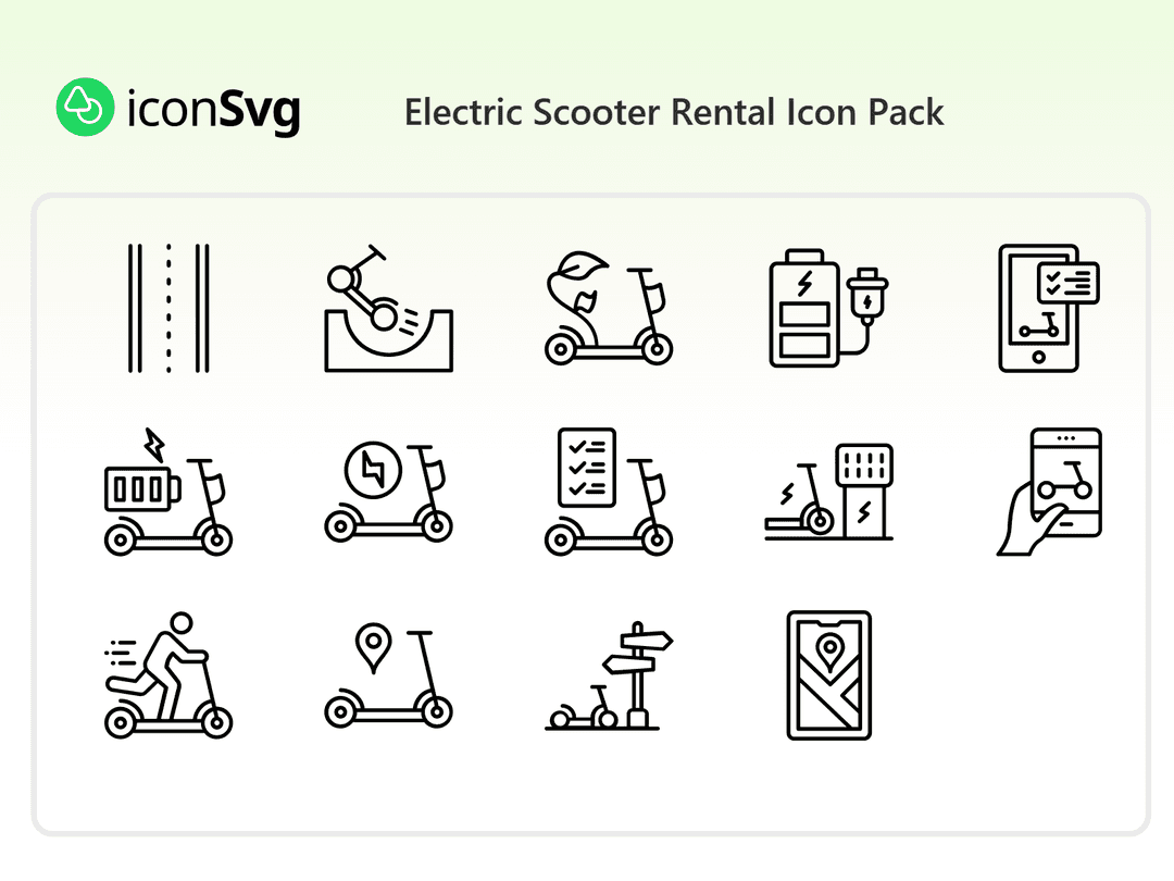 Electric Scooter Rental SVG Icon Pack